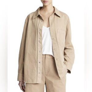 NWT Vince Designer Cotton Twill Snap Front Button Up Top